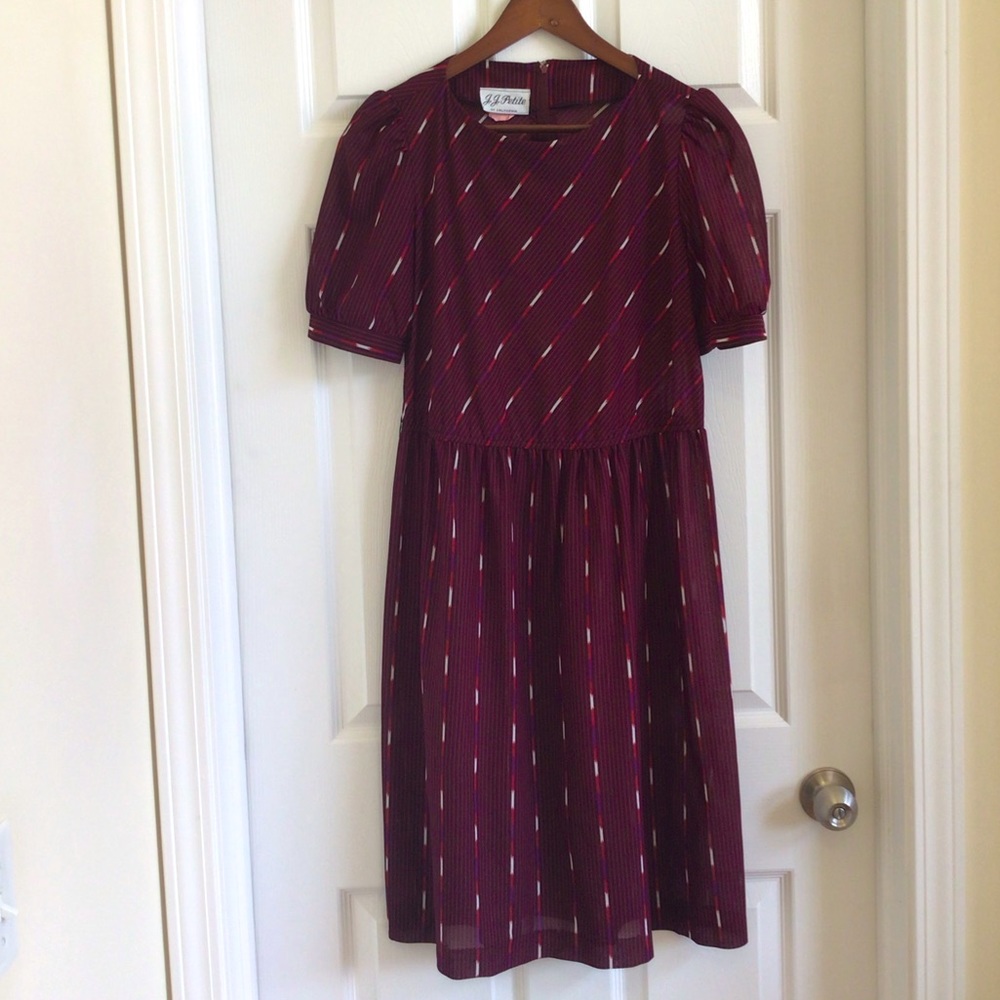 Sheer Maroon Vintage Zip Back dress: JJ Petite